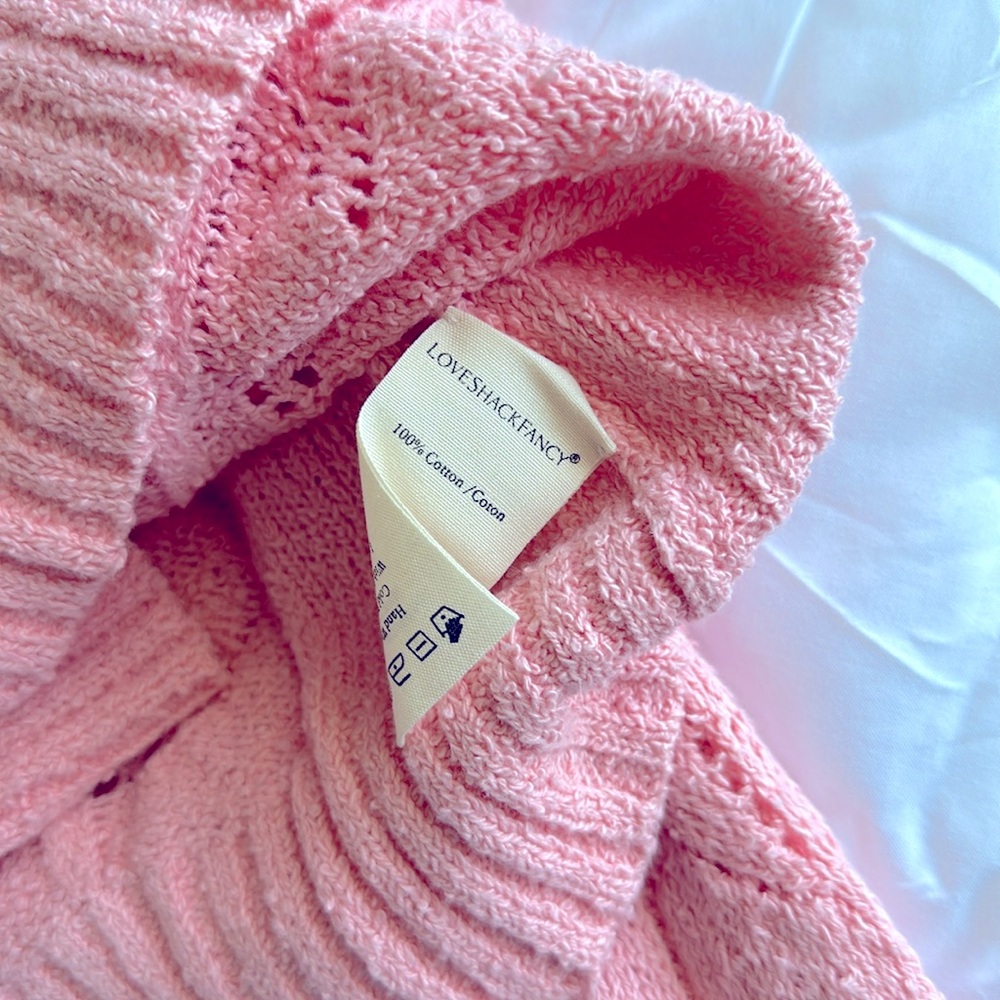 Love Shack Fancy Pink Ruffled Sweater with Bows - Picture 3 of 5